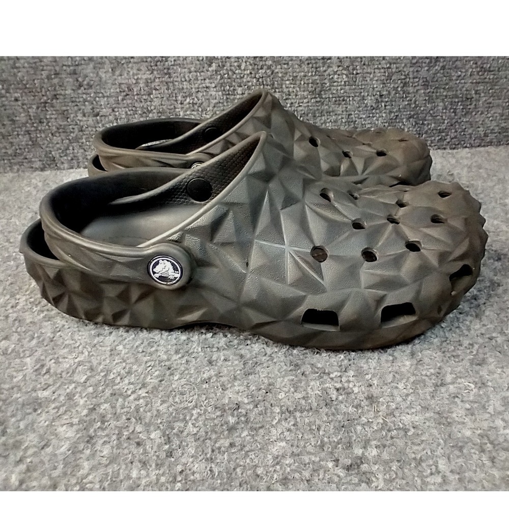Crocs Geometric Clog Unisex Mens 7 Womens 9 Black Textured Slip On Shoes